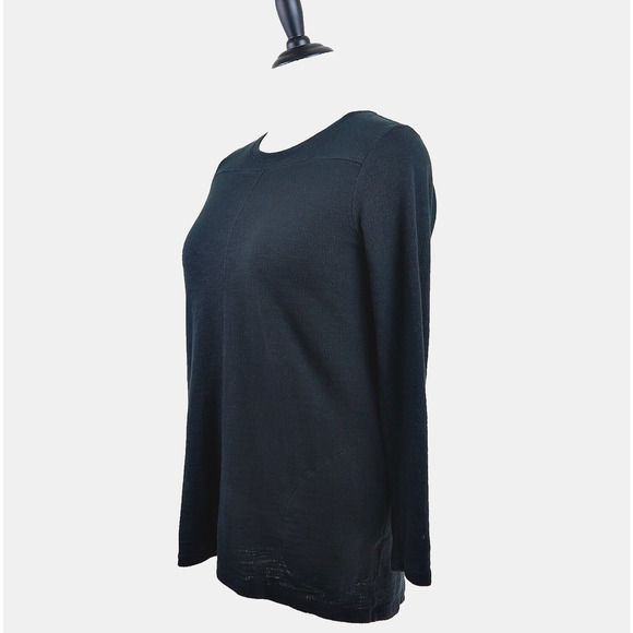 J. Jill Tops - J Jill Size Petite M Slub Cotton Terry Knit Top Pockets Black